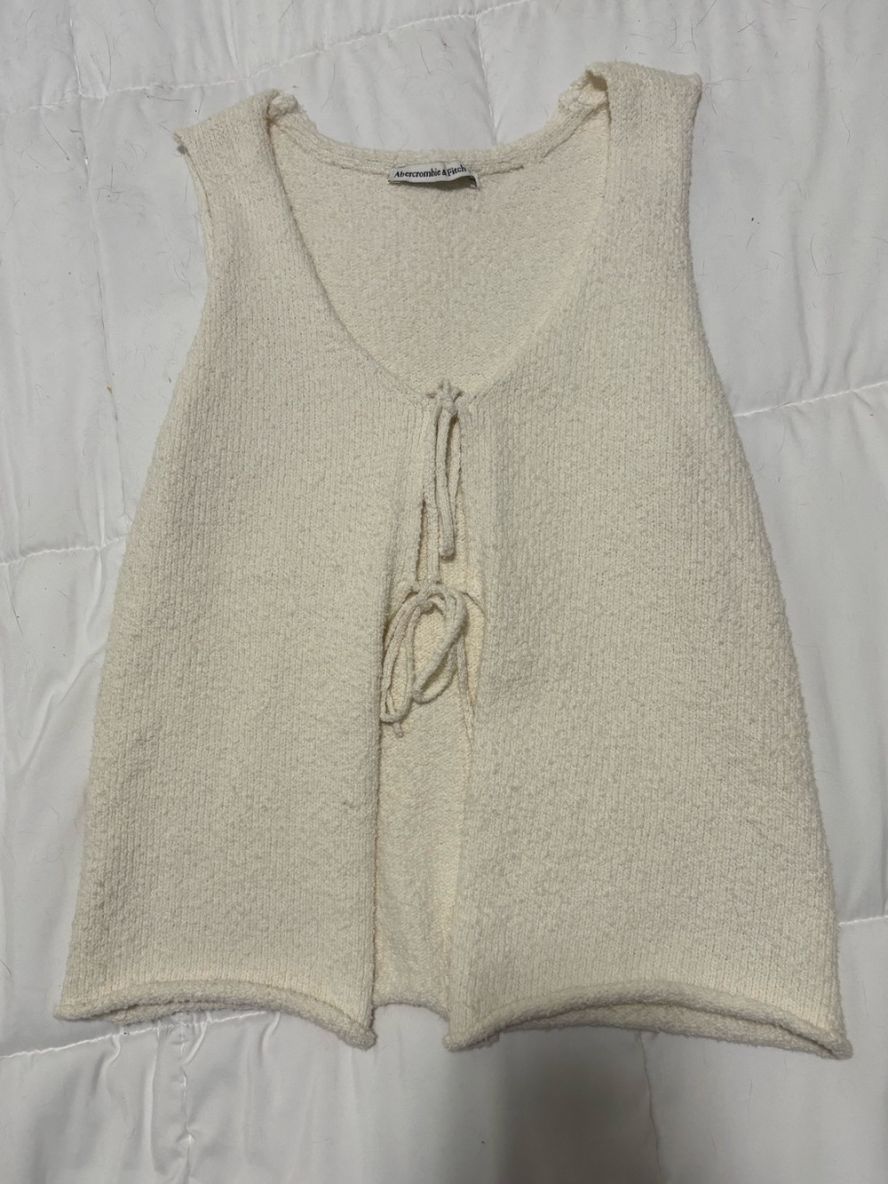 Abercrombie & Fitch Cream Tie-Front Knit Tank